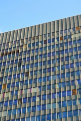 Glass facade of modern office building