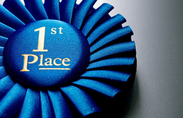 Blue first place winner rosette