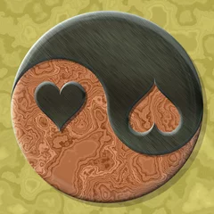 Tuinposter Yin-yang heart symbol with seamless generated texture background © pandawild