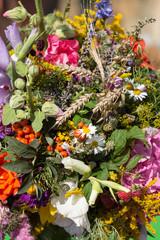 beautiful bouquets of flowers and herbs