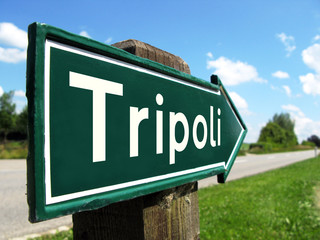 Tripoli signpost along a rural road