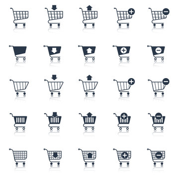 Shopping cart icons black