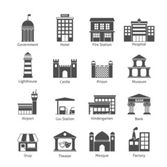 Obraz premium Government buildings icons