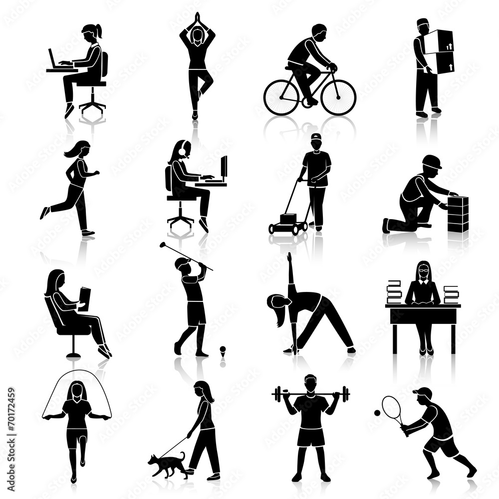 Poster Physical activity icons black