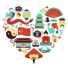Fototapeten China symbols heart © Macrovector