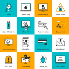 Hacker Icons Flat Line