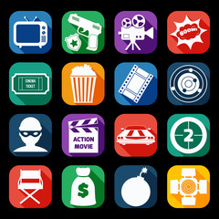 Action Movie Icons Set