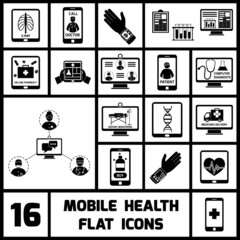 Mobile Health Icons Set Black