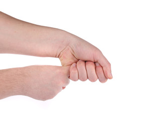 Hand holding finger.