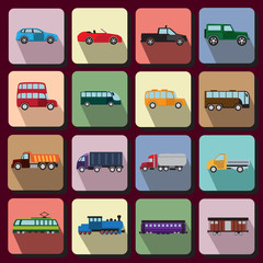 Vehicles flat icons