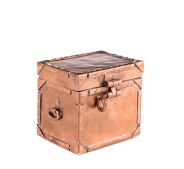 Antique brass coffret with lock.