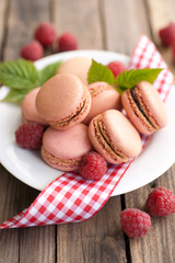Macaroons, raspberries