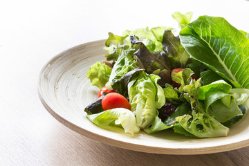 vegetable salad in wooden bowl , healthy food