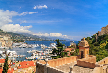 Panoramic view of Monaco harbor, French Riviera