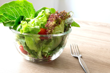 glass bowl of fresh vegetable salad