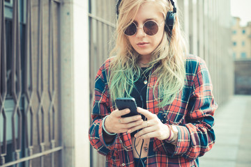 beautiful young blonde hair woman hipster