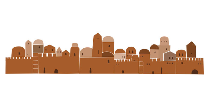 brown city skyline simple style clip art preview