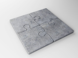 four puzzle pieces with clipping path