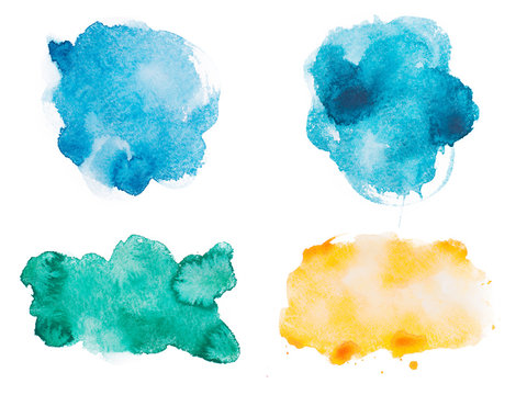 Abstract watercolor aquarelle hand drawn colorful shapes art
