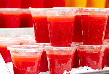 Red watermelon juice at the market
