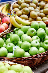 Green apples at the market