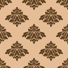 Floral seamless pattern with brown on beige