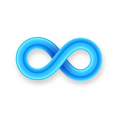 Blue infinity symbol icon from glossy wire with shadow