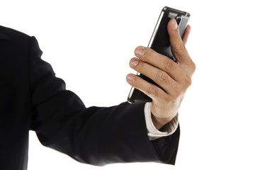 hand of Business man using mobile smart phone