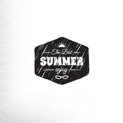 Retro summer label in doodle sketch style isolated on glass