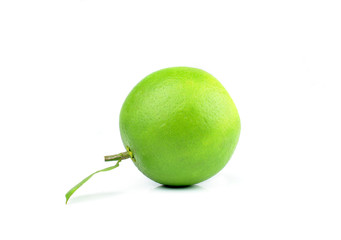 Green orange fruit isolated on white background