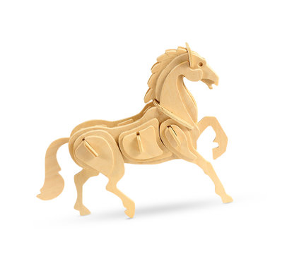Wooden horse on white background