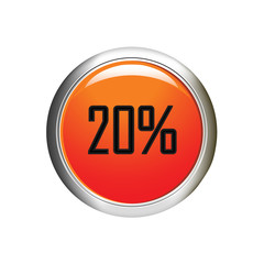 Internet button. 20 percent discount icon on white background.