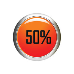 Internet button. 50 percent discount icon on white background.