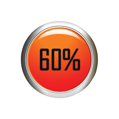 Internet button. 60 percent discount icon on white background.