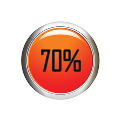 Internet button. 70 percent discount icon on white background.