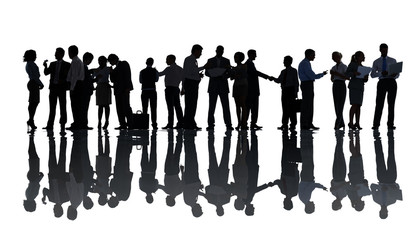 Silhouettes of Business People Working