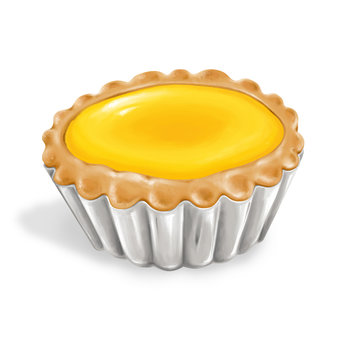 A illustration of hong kong style food egg tart