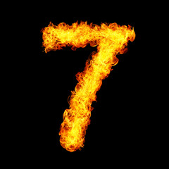 Number Seven  made from fire flame