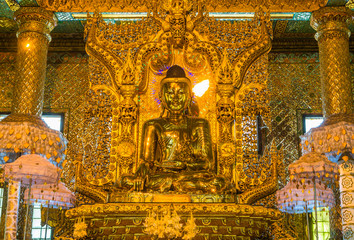 Old Buddha at Bo Ta Tuang Pagoda in Yangon, Myanmar