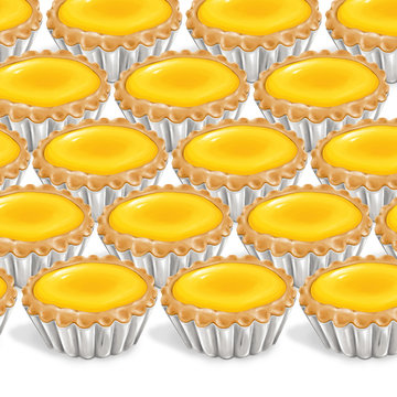 A illustration of hong kong style food egg tarts