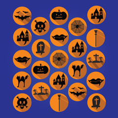 Collection of halloween icons. Vector illustration.