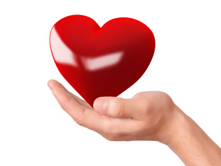 Fototapeta premium red heart in hand. love concept