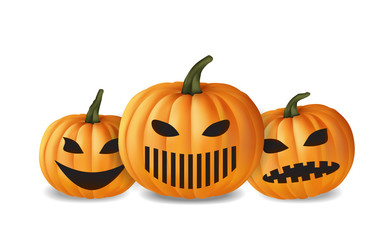 Scary pumpkins isolated on white