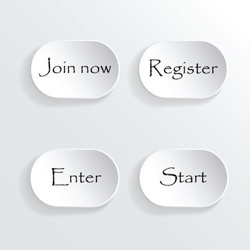 Set of grey buttons for website or app. Vector eps10.