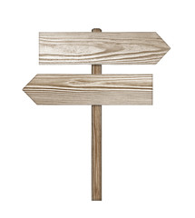 Wooden sign isolated on white background