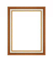Picture frame carved wood frame Isolated on white background.