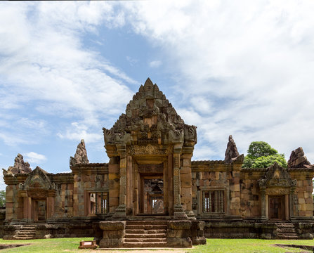 Khmer ruin under blue sky
