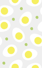 Seamless pattern of boiled eggs and green peas