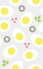 Seamless pattern of boiled eggs appetizer