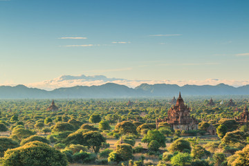 Fototapeta na wymiar Pagoda view in Bagan where has a few thousand of pagoda, Myanmar